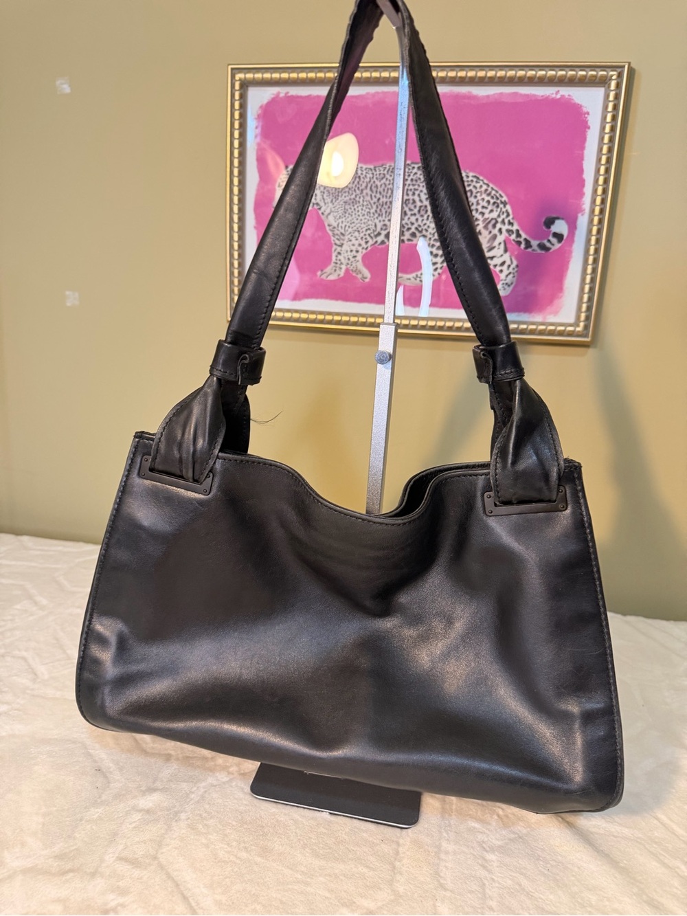 Vintage Gucci Black Leather Shoulder Bag